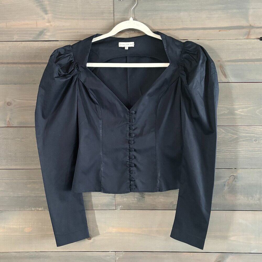 MUSE FOR ALL | Womens Navy Long-Sleeve Sweetheart Neckline Blouse Size XS